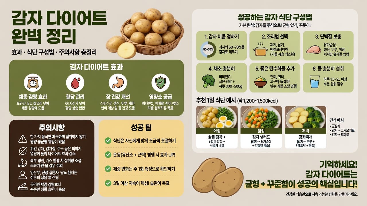 감자 다이어트 효과와 성공하는 식단 구성법 및 주의사항 완벽 정리