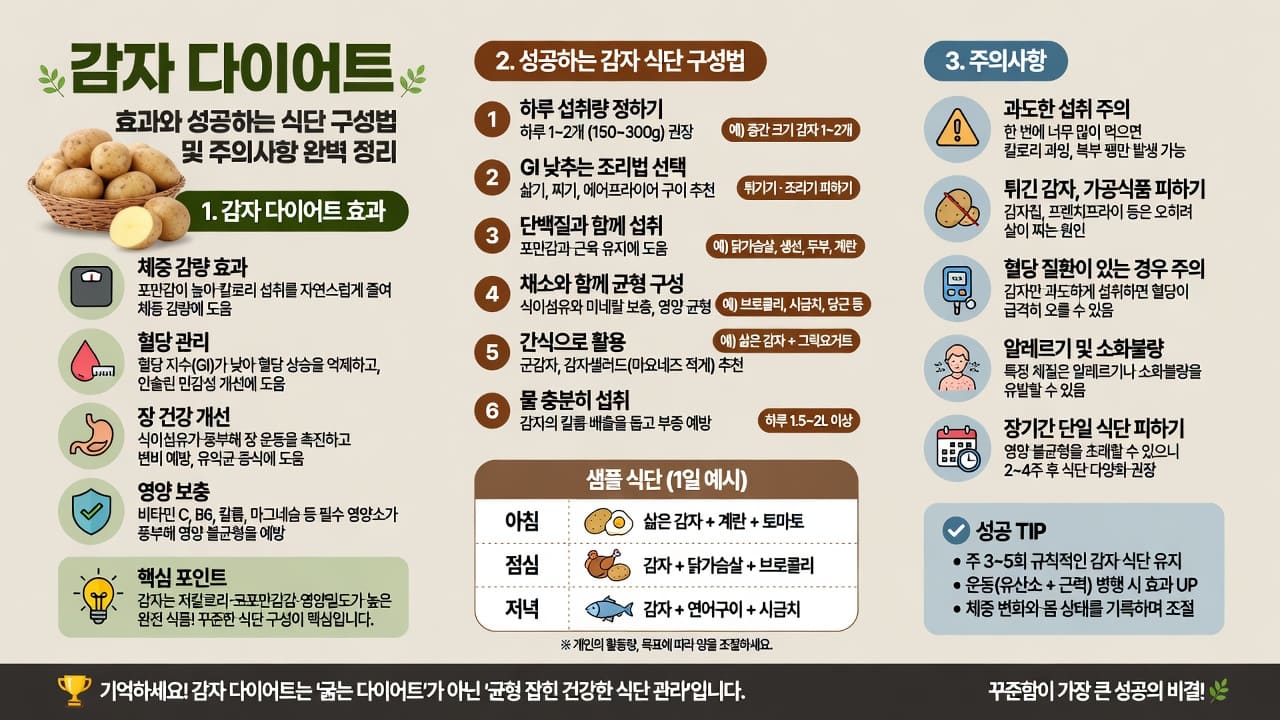 감자 다이어트 효과와 성공하는 식단 구성법 및 주의사항 완벽 정리