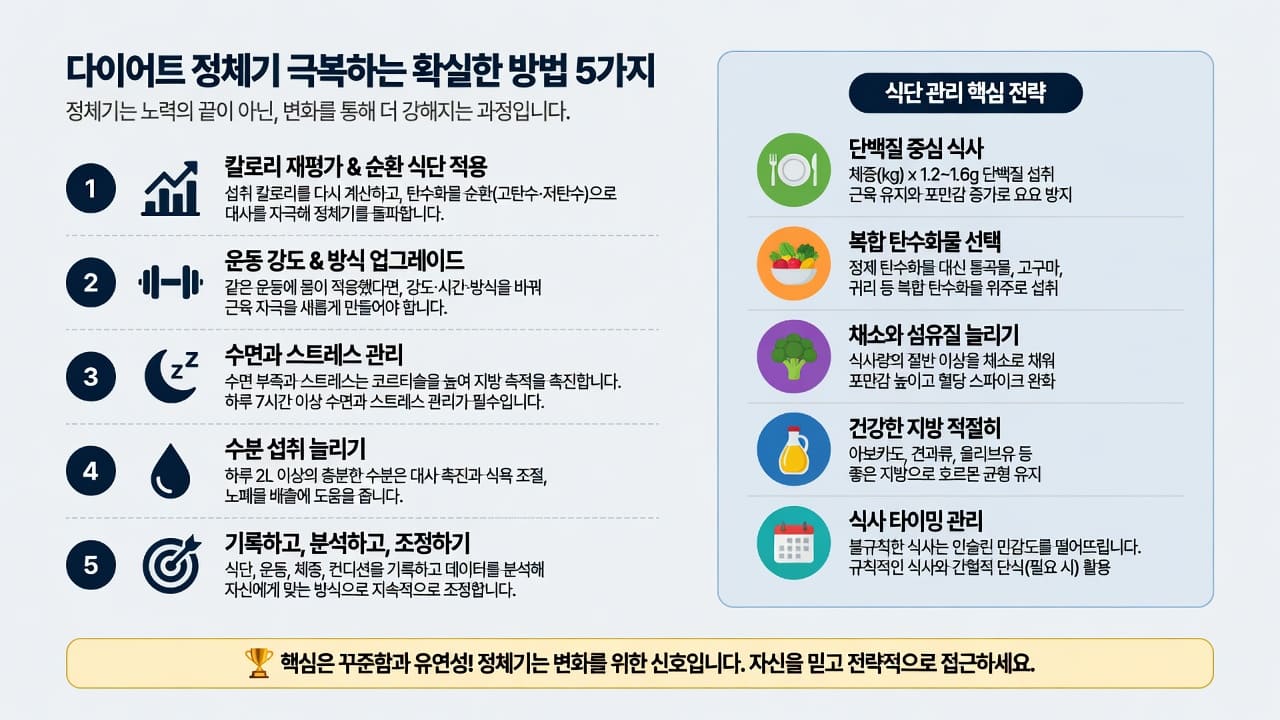 다이어트 정체기 극복하는 확실한 방법 5가지와 식단 관리 핵심 전략