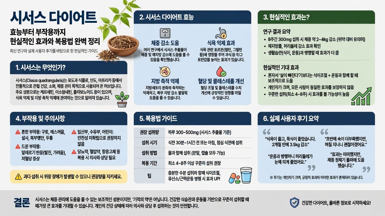 시서스 다이어트 효능부터 부작용까지 현실적인 효과와 복용법 완벽 정리