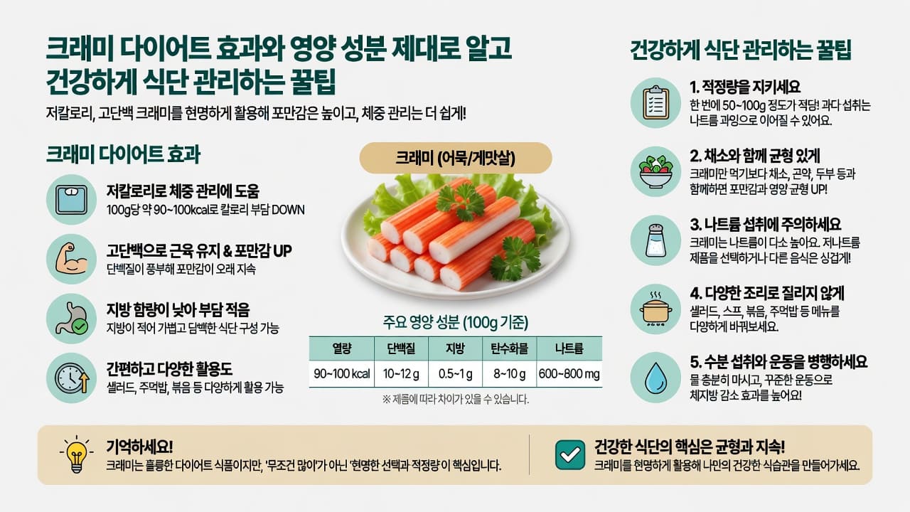크래미 다이어트 효과와 영양 성분 제대로 알고 건강하게 식단 관리하는 꿀팁